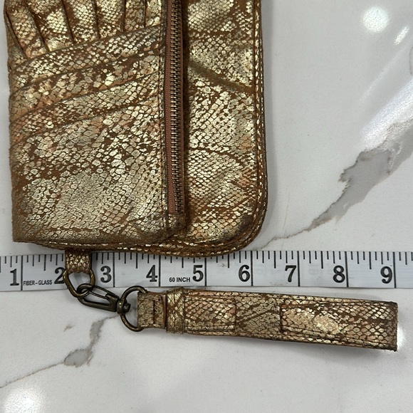 Jessica Simpson Coppery/Golden/Bronze Metallic Snakeskin Print Wristlet VGUC - Picture 14 of 17